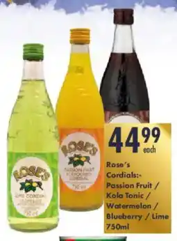President Hyper Rose's Cordials Passion Fruit/ Kola Tonic/ Watermelon/ Blueberry/ Lime offer