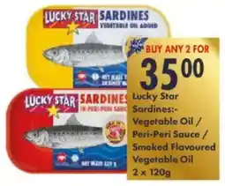 President Hyper Lucky Star Sardines Vegetable Oil/ Peri-Peri Sauce/ Smoked Flavoured Vegetable Oil offer