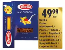 President Hyper Barilla Pasta Maccheroni/ Penne/Farfalle/ Fusilli/ Capelleni/Angelhair No.1/ Spaghettini No.3/ Spaghetti No.5/ Linguine No.13 offer
