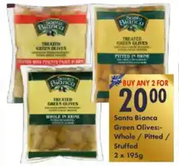 President Hyper Santa Bianca Green Olives Whole/ Pitted/ Stuffed offer