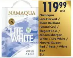 President Hyper Namaqua Late Harvest/ Blanc De Blanc/ Elegant Rosé/ Johannisberger White/ Lite White/ Natural Sweet Red/ Rosé/ White Box offer