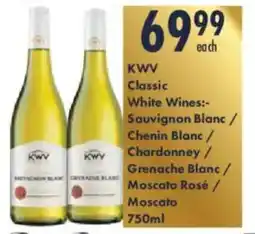 President Hyper KWV Classic White Wines Sauvignon Blanc/ Chenin Blanc/ Chardonney/ Grenache Blanc/ Moscato Rose/ Moscato offer
