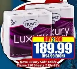 Three Star Cash and Carry Nova Luxury Soft Toilet, Tissue 350 Sheets 2 Ply offer