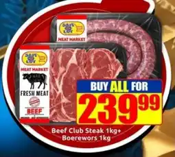 Three Star Cash and Carry Beef Club Steak + Boerewors offer