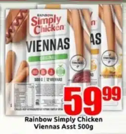 Three Star Cash and Carry Rainbow Simply Chicken Viennas offer