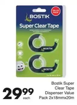 Save Hyper Bostik Super Clear Tape Dispenser Value Pack offer