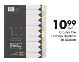 Save Hyper Croxley File Dividers Rainbow 10 Division offer