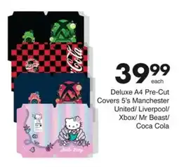 Save Hyper Deluxe A4 Pre-Cut Covers Manchester United/ Liverpool/ Xbox/ Mr Beast/ Coca Cola offer