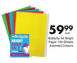 Save Hyper Butterfly A4 Bright Paper 100 Sheets Assorted Colours offer