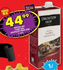 Shoprite Liquor Drostdy hof claret red/ adelpracht white wine offer