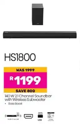 Game Hisense 140 W 2.1 Channel Soundbar with Wireless Subwoofer offer