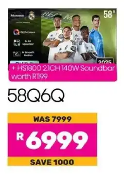 Game Hisense 58" QLED 4K 60Hz Smart TV offer