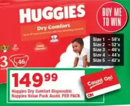 OK Grocer Huggies Dry Comfort Disposable Nappies Value Pack offer