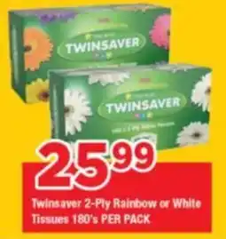 OK Grocer Twinsaver 2-Ply Rainbow or White Tissues offer