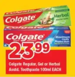 OK Grocer Colgate Regular, Gel or Herbal Toothpaste offer