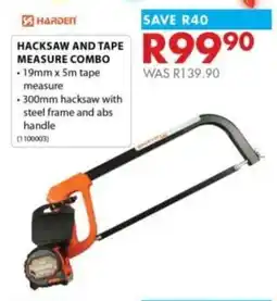Chamberlain Harden hacksaw and tape measure combo offer