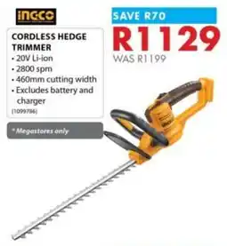 Chamberlain Ingco cordless hedge trimmer offer