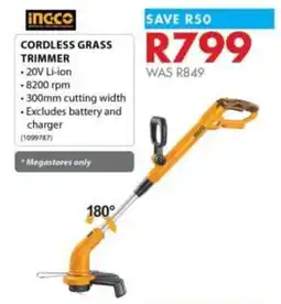Chamberlain Ingco cordless grass trimmer offer