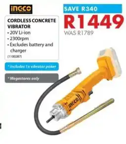 Chamberlain Ingco cordless concrete vibrator offer