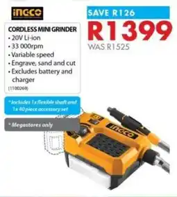 Chamberlain Ingco cordless mini grinder offer