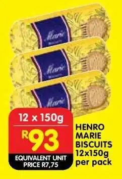 Shoprite HENRO MARIE BISCUITS 12x150g offer