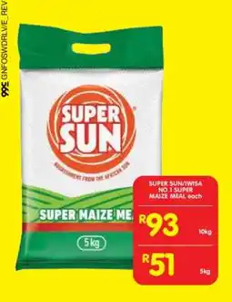 Shoprite SUPER SUN/IWISA NO.1 SUPER MAIZE MEAL offer