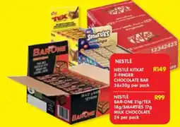 Shoprite NESTLÉ BAR-ONE 21g/TEX 18g/SMARTIES 17g MILK CHOCOLATE offer