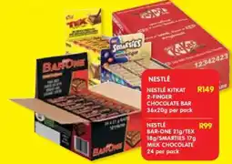 Shoprite NESTLÉ BAR-ONE 21g/TEX 18g/SMARTIES 17g MILK CHOCOLATE offer