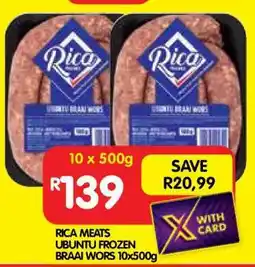 Shoprite RICA MEATS UBUNTU FROZEN BRAAI WORS 10x500g offer