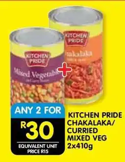 Shoprite KITCHEN PRIDE CHAKALAKA/CURRIED MIXED VEG 2x410g offer