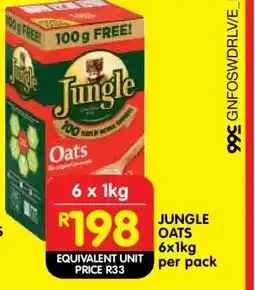 Shoprite JUNGLE OATS 6x1kg per pack offer