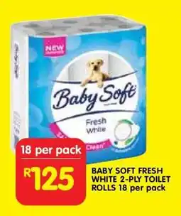 Shoprite BABY SOFT FRESH WHITE 2-PLY TOILET ROLLS 18 per pack offer