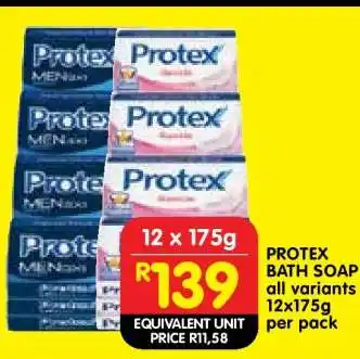 Shoprite PROTEX BATH SOAP all variants 12x175g per pack offer