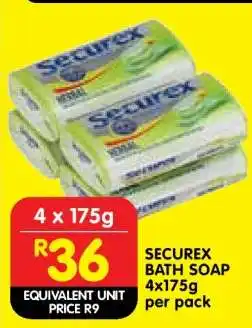 Shoprite SECUREX BATH SOAP 4x175g offer