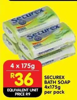 Shoprite SECUREX BATH SOAP 4x175g offer