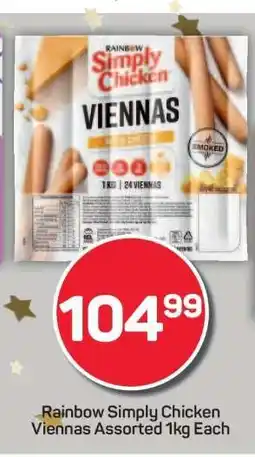 Pick n Pay Rainbow Simply Chicken Viennas Assorted 1kg Each offer