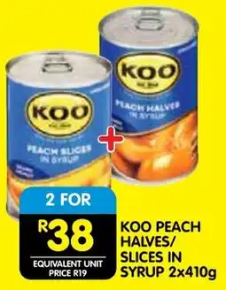 Shoprite Koo peach halves/ slices in syrup offer