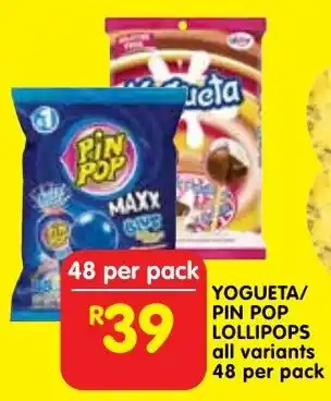 Shoprite Yogueta/ pin pop lollipops offer