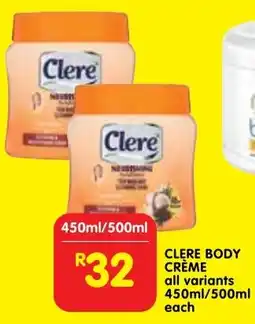 Shoprite Clere body crème offer