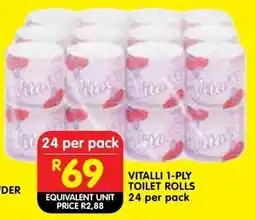Shoprite Vitalli 1-ply toilet rolls offer