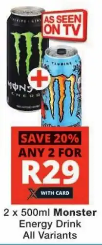 Checkers Monster Energy Drink All Variants offer