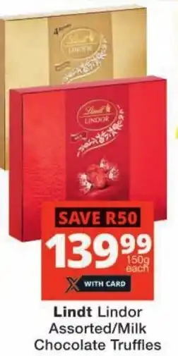 Checkers Lindt Lindor Assorted/ Milk Chocolate Truffles offer