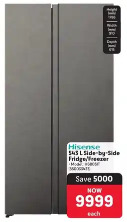 Makro Hisense Side-by-Side Fridge/ Freezer offer