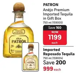 Makro PATRON Anējo Premium Imported Tequila in Gift Box offer