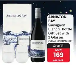 Makro Arniston Bay Sauvignon Blanc 2-Bottle Gift Set with 2 Glasses offer