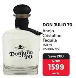 Makro DON JULIO 70 Anejo Cristalino Tequila offer