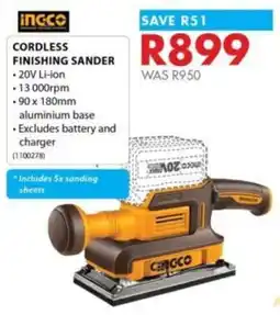 Chamberlain Ingco cordless finishing sander offer
