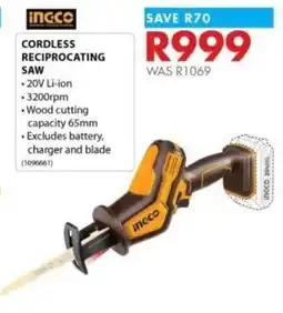 Chamberlain Ingco cordless reciprocating saw offer