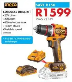 Chamberlain Ingco cordless drill kit offer