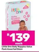 Little One Baby Nappies Value Pack Assorted Sizes-Each